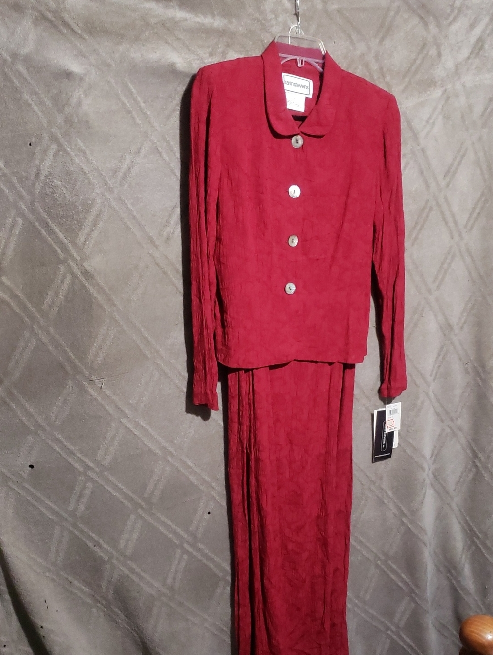 Vintage Red Women's Skirt Set - Button Front Jacket & Tank Dress